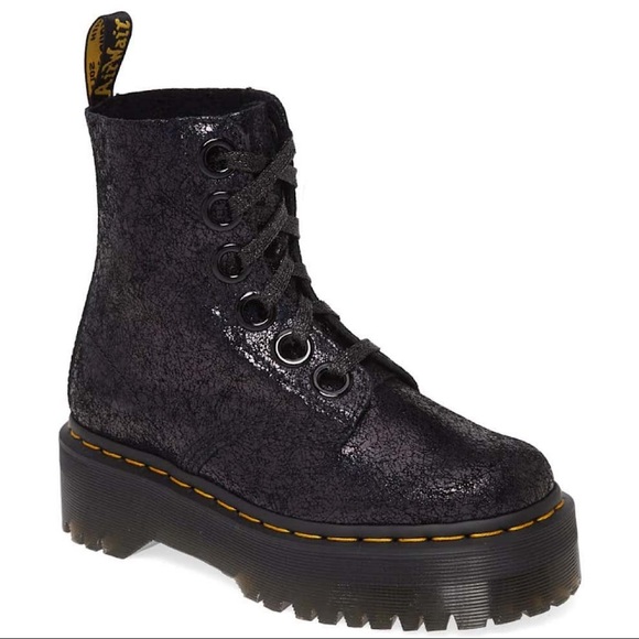 Dr. Martens Molly Crackled Suede Platform Boot - Picture 7 of 10